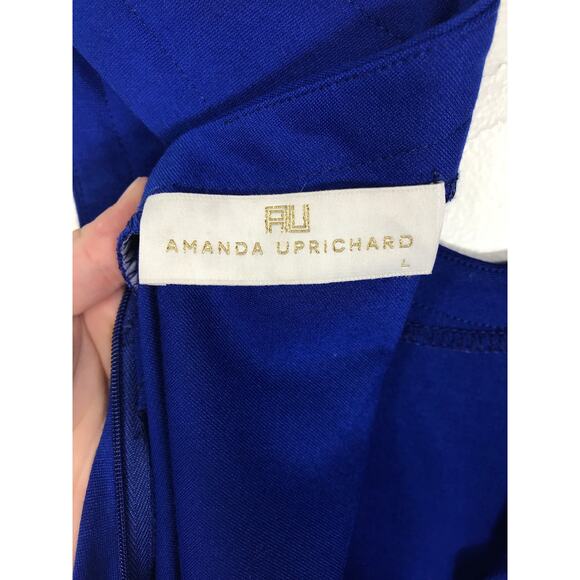 Amanda Uprichard Womens L Royal Blue Front Slit Knit Dress Stretchy Cocktail - Picture 4 of 7